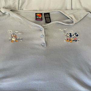 Vintage Disney Mickey Minnie Donald embroidered button up shirt vtg oversize
